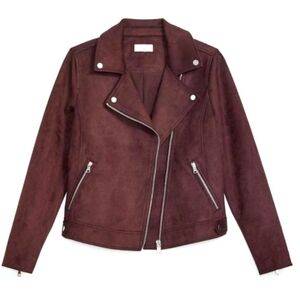 Loft burgundy (plum raisin) faux suede moto jacket size small